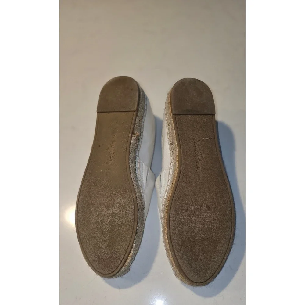 Sam Edelman Khloe White Leather Espadrille Flats Slip On Shoes Womens 8.5 M